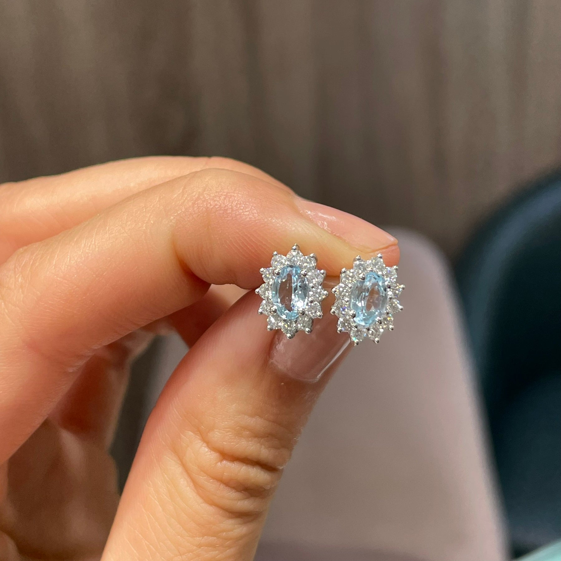 Обеци с аквамарин и диаманти 1.57 карата